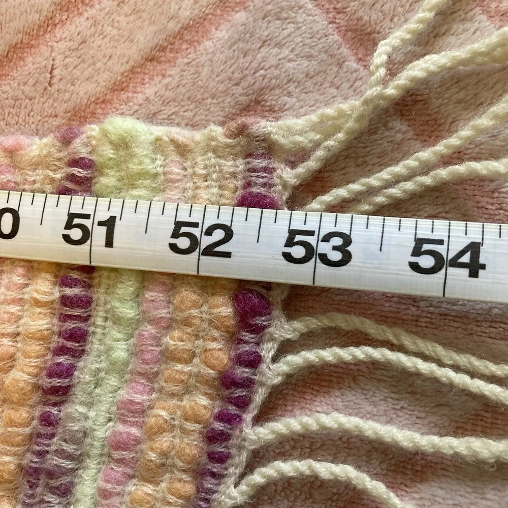 100% Wool Handmade Rag Rug w/ Fringe 52.7